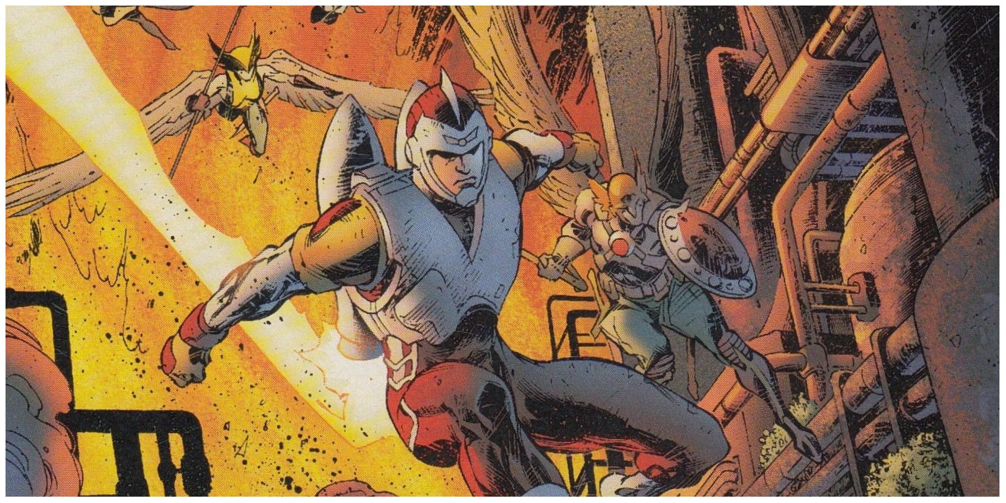 Adam Strange and Hawks on the Run in DC Comics