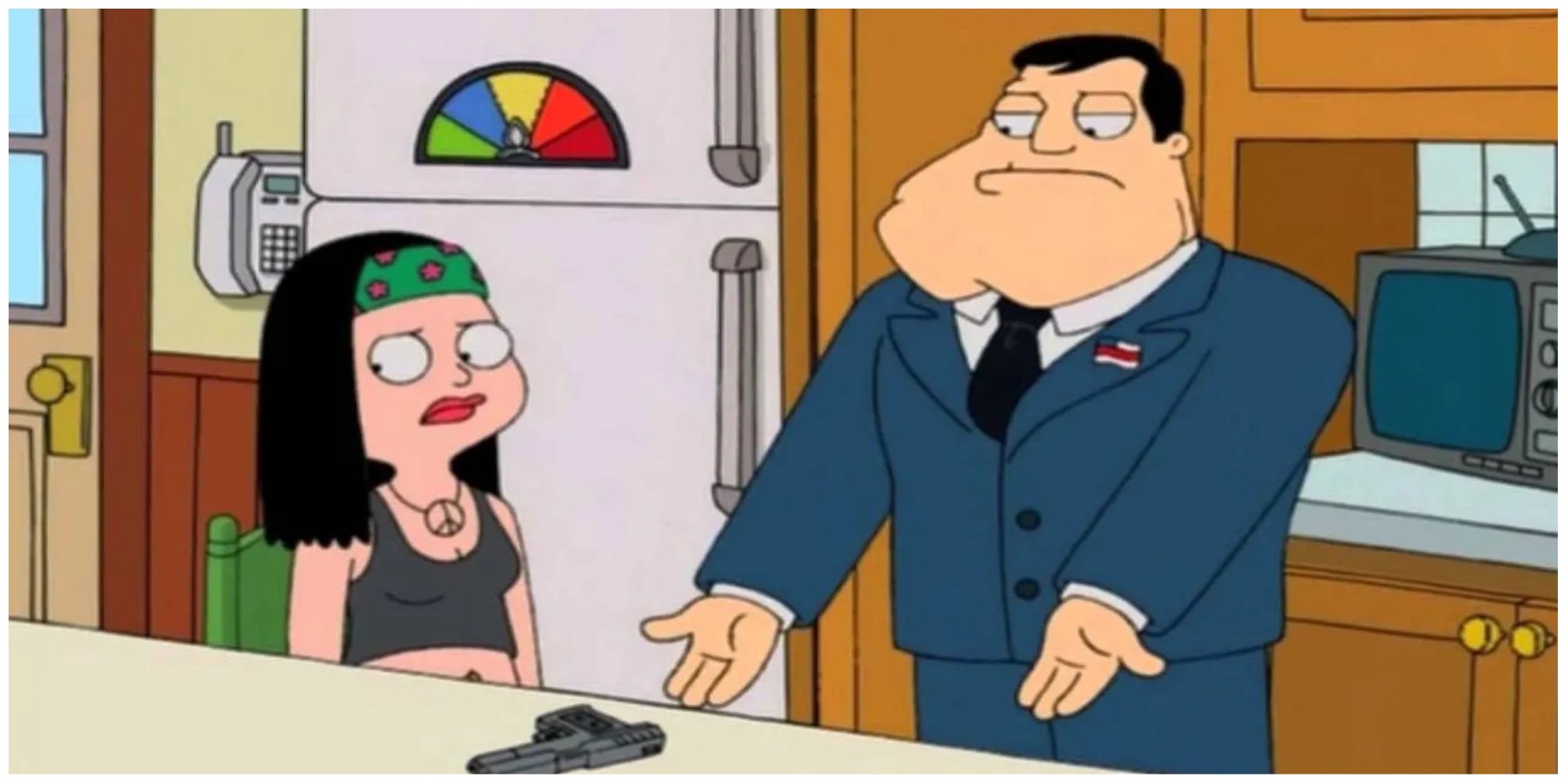 Stan and Hayley talking in American Dad