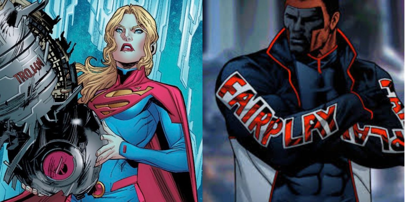 A split image of DC Comics' Supergirl and Mister Terrific