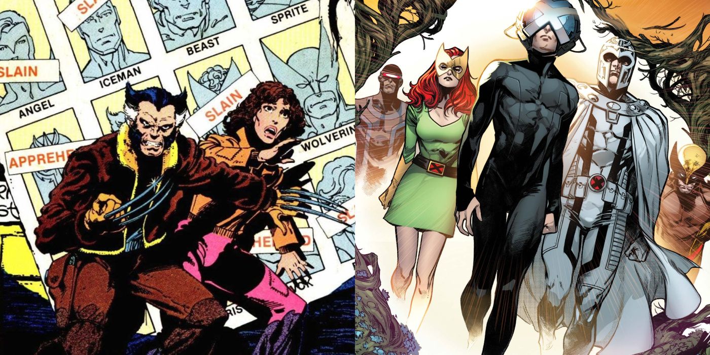 A split image of Days of Future Past and House Of X from Marvel Comics