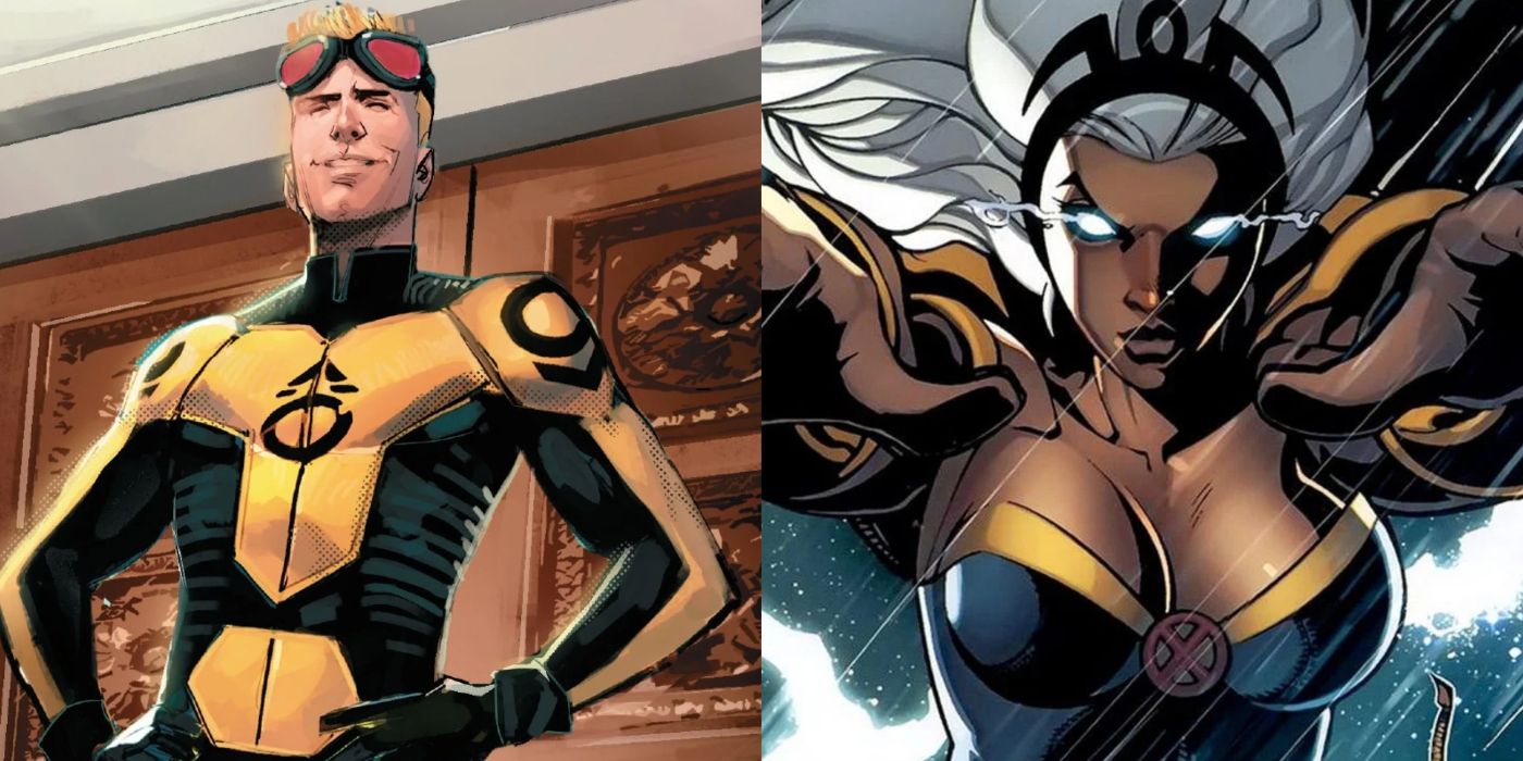 A split image of Cannonball and Storm from Marvel Comics