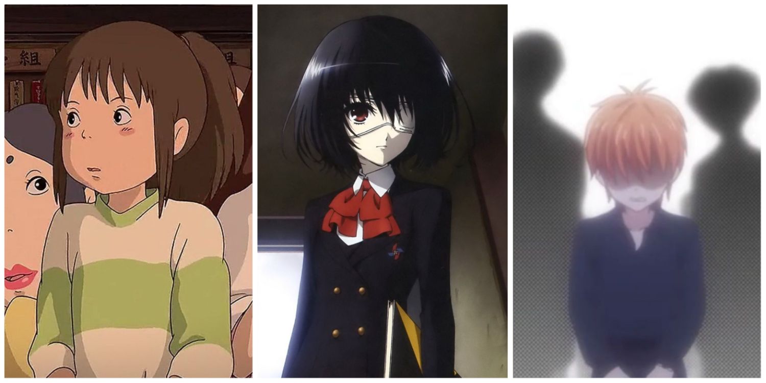 Split-image: Chihiro (Spirited Away), Mei Misaki (Another), Kyo Sohma (Fruits Basket)