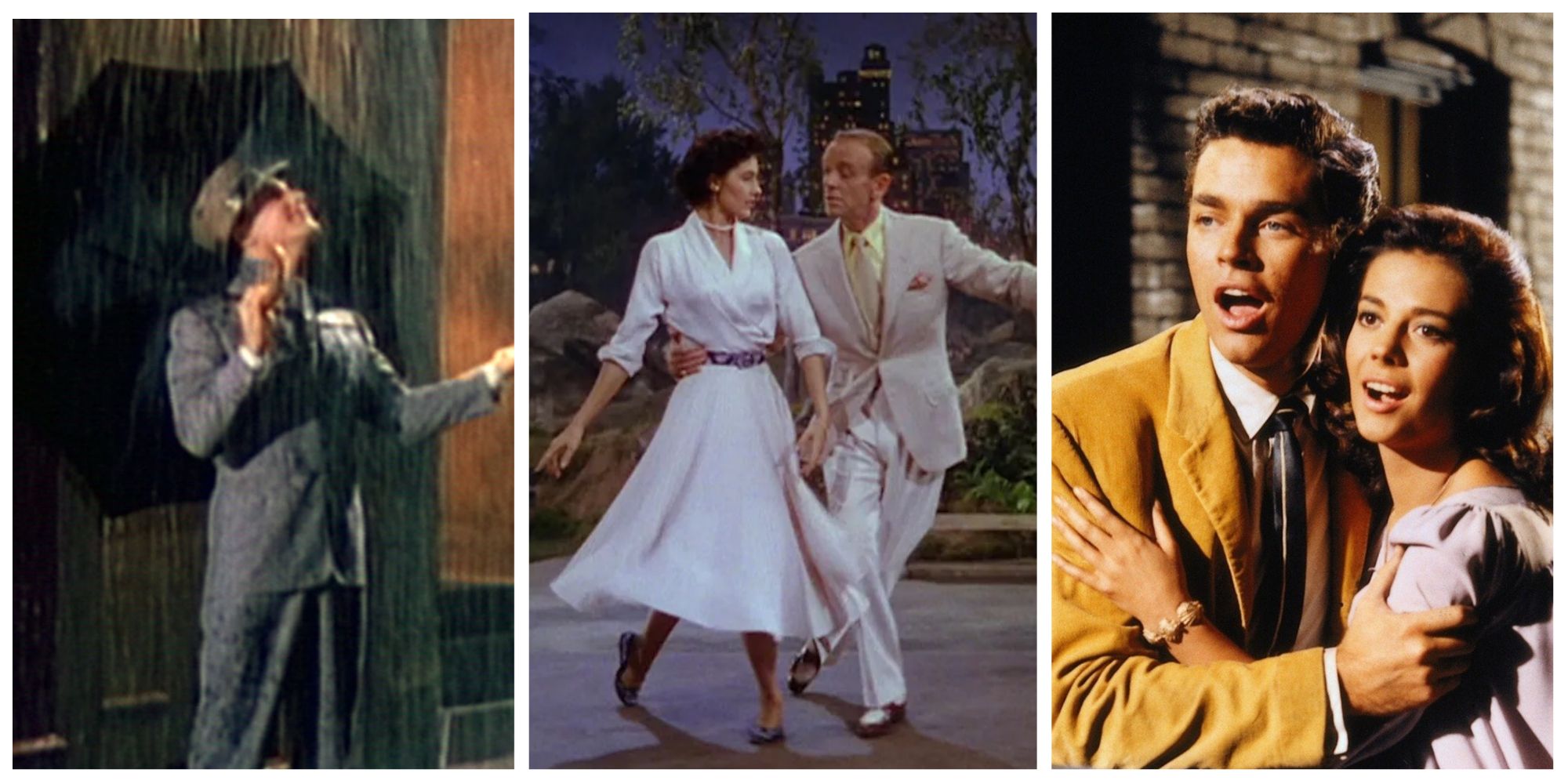 Collage of singin in the rain, the band wagon, and west side story