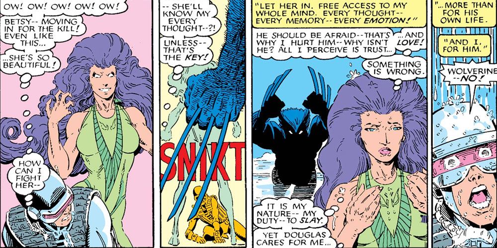 Cypher rompe el control de Mojo sobre Psylocke al abrir su mente a su amor por ella.