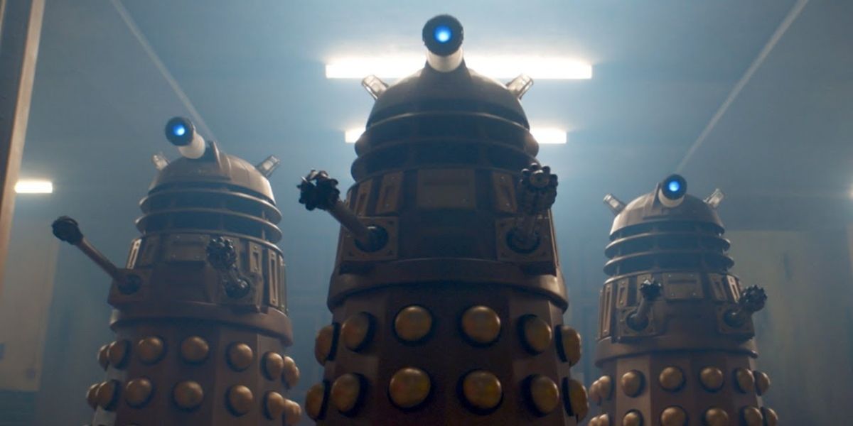 A trio of Daleks in Doctor Who.
