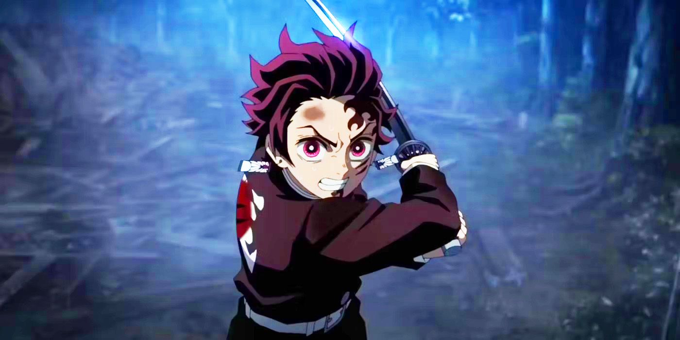 Tanjiro wielding a sword in the Swordsmith Village arc in Demon Slayer Season 3.