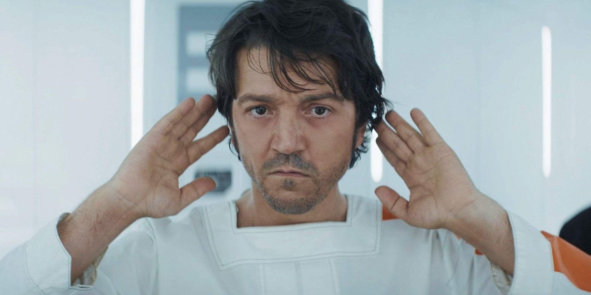 Diego Luna as Cassian Andor in prison uniform from Andor on Disney Plus