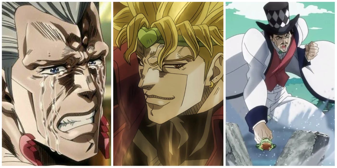 Dio, Polnareff, and Baron Zeppeli JoJo split image