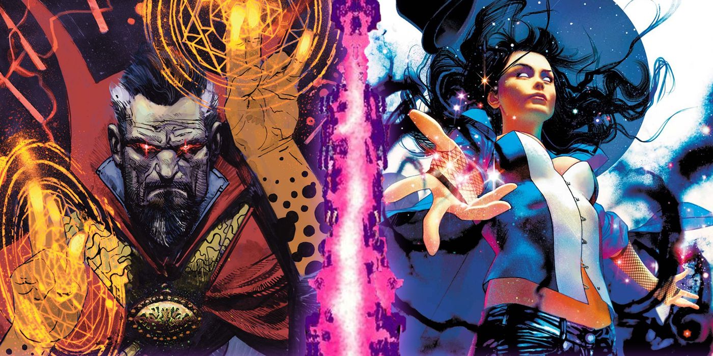 Doctor Strange and Zatanna separated by the Marvel vs DC border