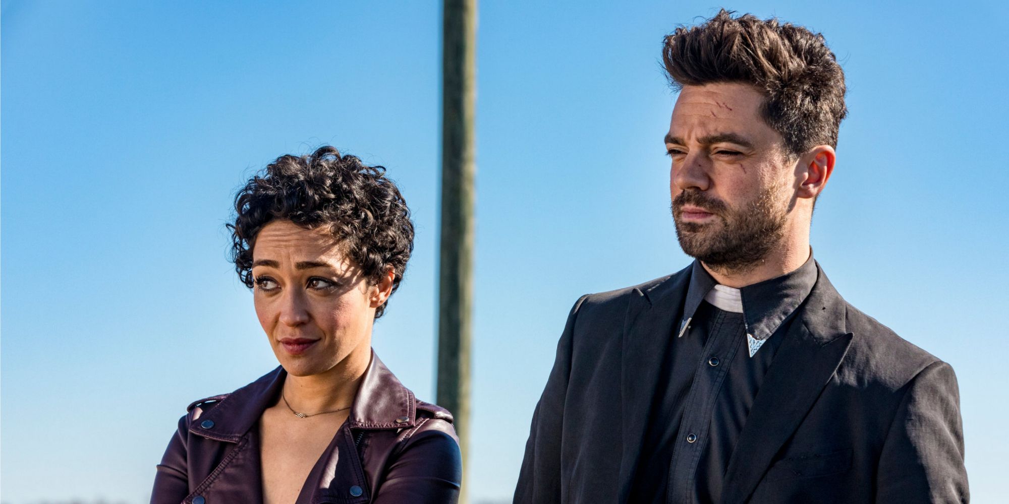 Dominic Cooper and Ruth Negga as Jesse Custer and Tulip on Preacher