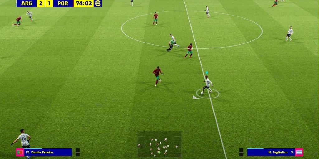 Argentina vs Portugal in an eFootball 2022 screenshot.