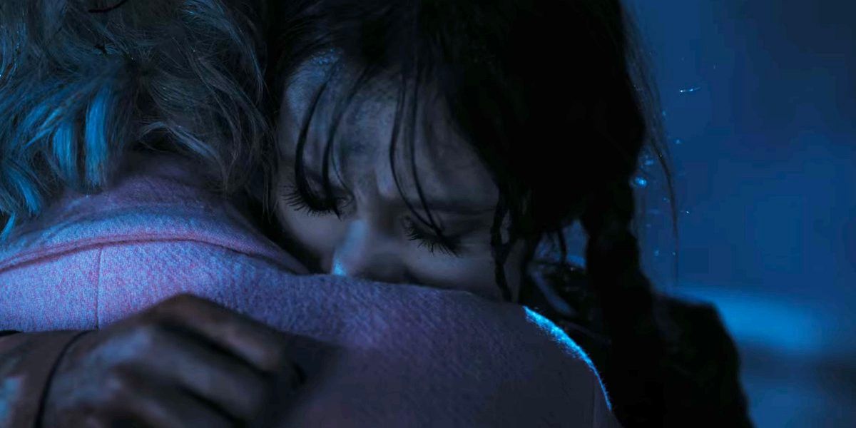 Enid Sincalir and Wednesday Addams hug