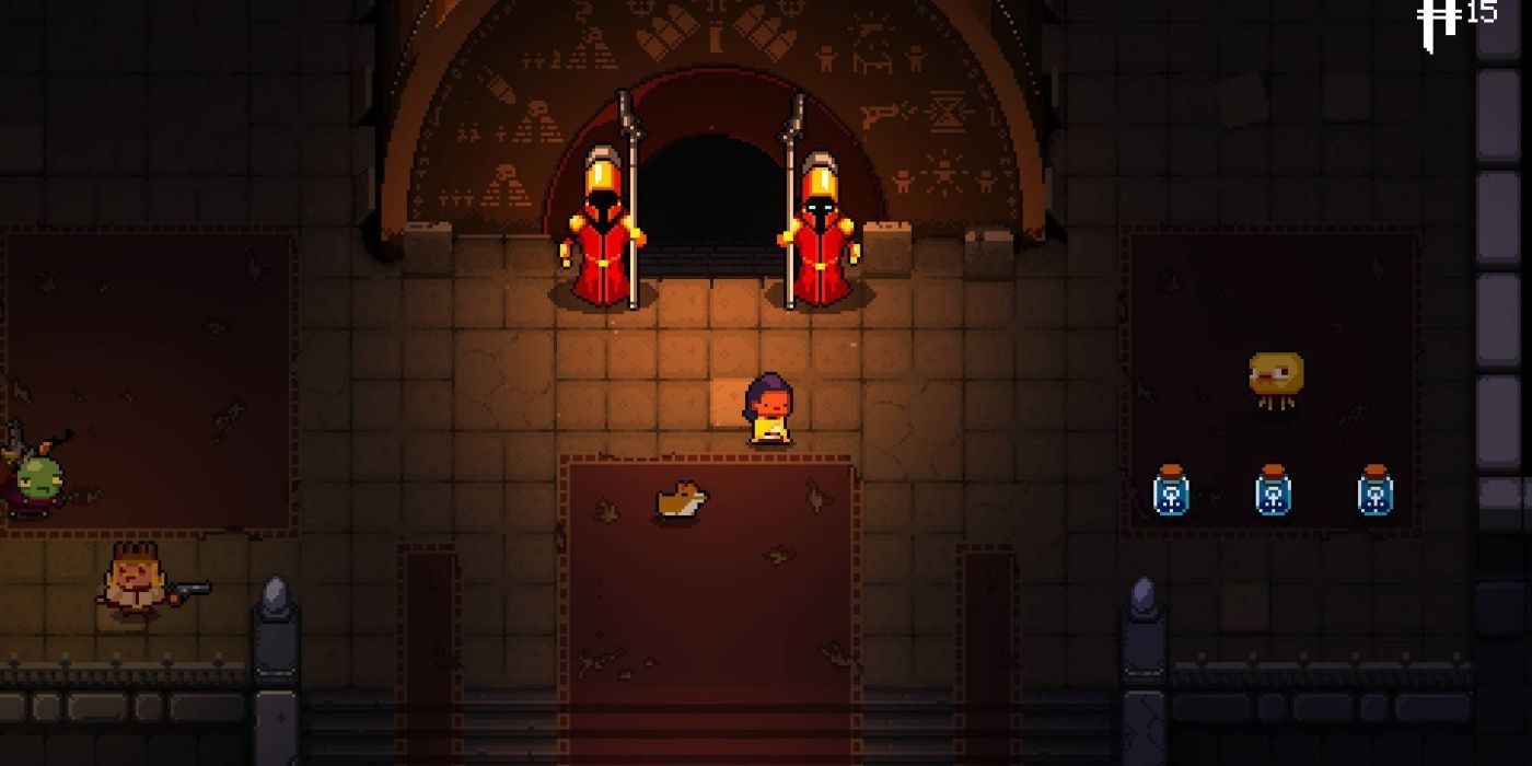 A player exploring the Breach in Enter the Gungeon
