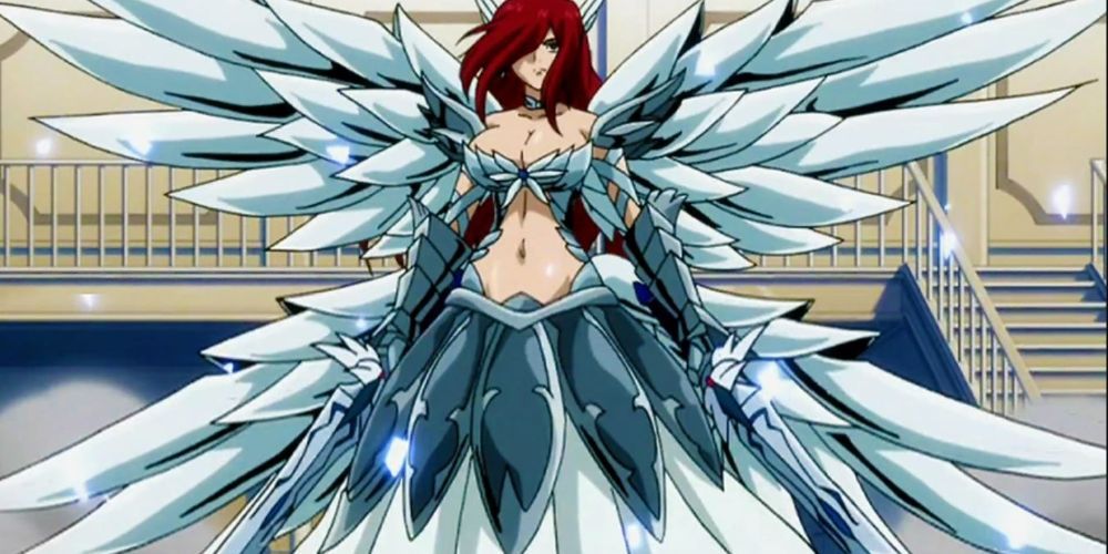 Erza Scarlet of Fairy Tail wearing Heaven's Wheel Armor.