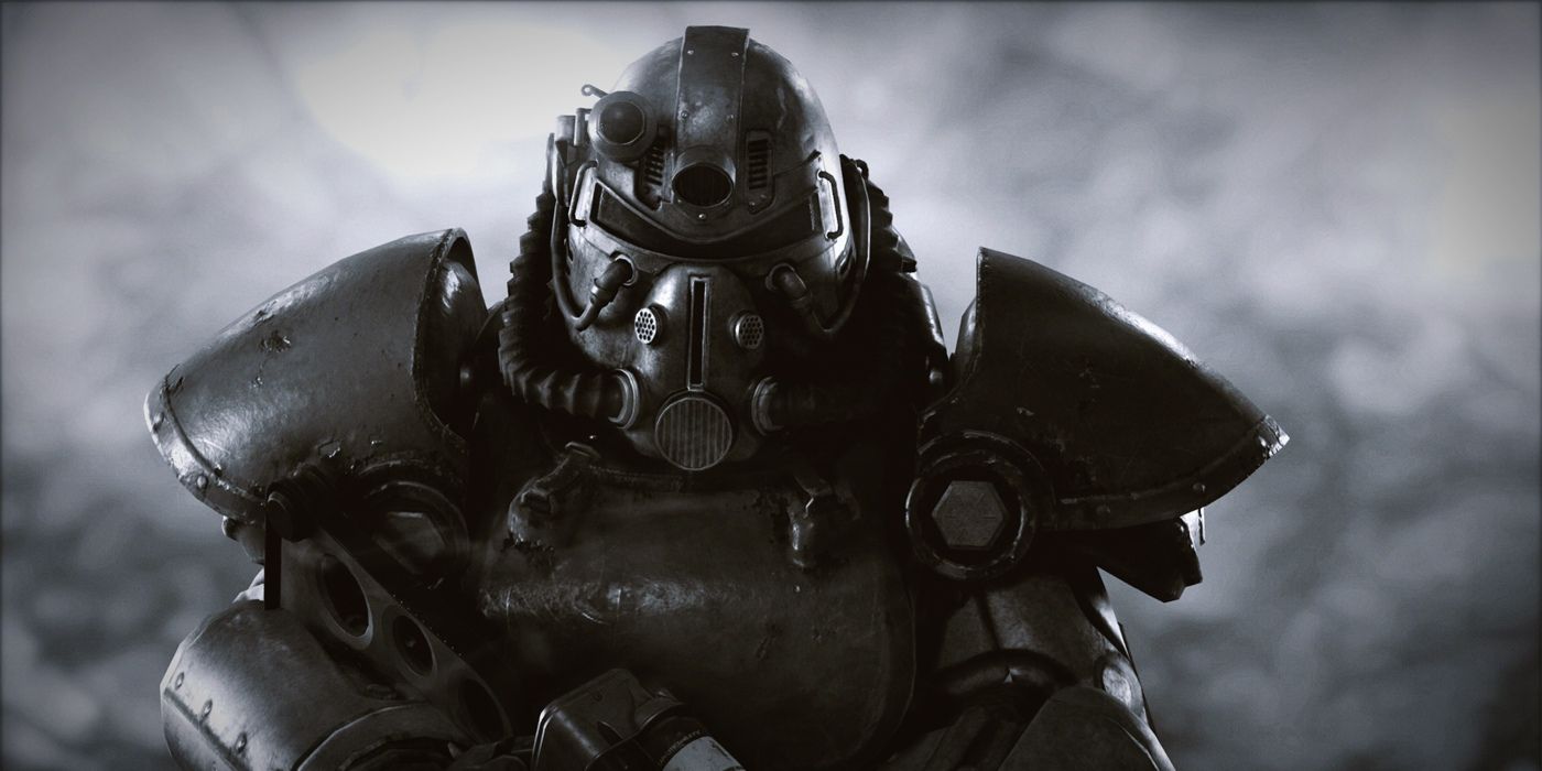 A power armored figure in Fallout 76 game