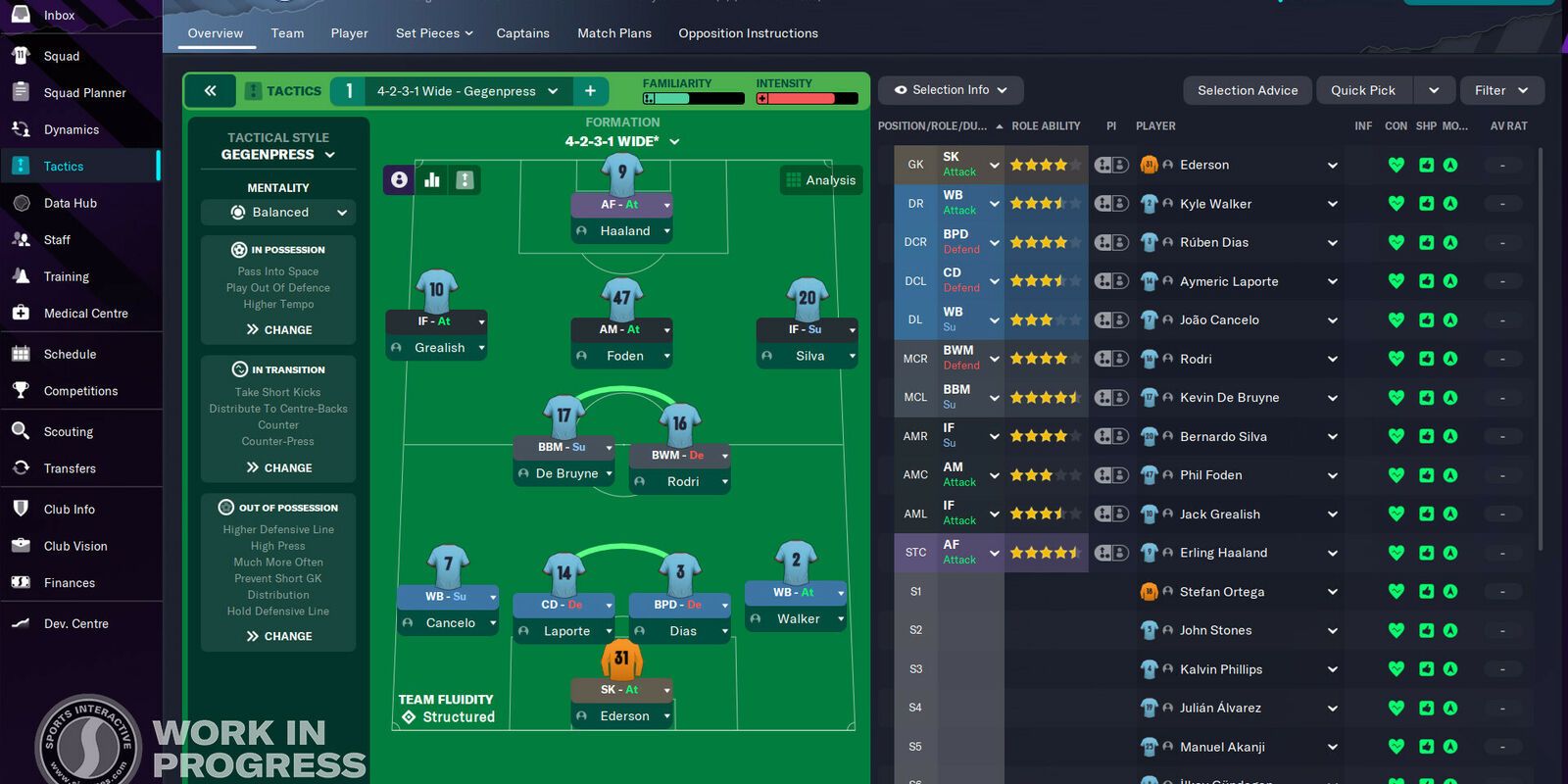 Football Manager 2023 formation interface screenshot.