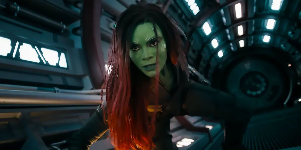 Gamora reaches for a knife in Guardians of the Galaxy Volume 3.