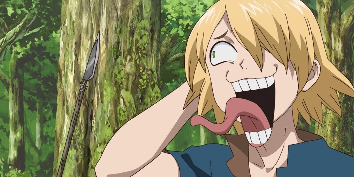 Ginro making a funny face in Dr. Stone