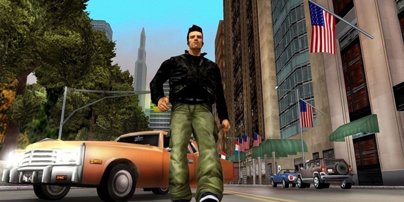 Claude andando pela rua em Grand Theft Auto: The Trilogy - versão Definitive Edition de Grand Theft Auto III