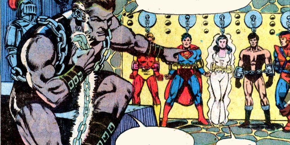 Grimbor binds Superboy and members of the Legion of Super-Heroes in the 30th century - DC Comics