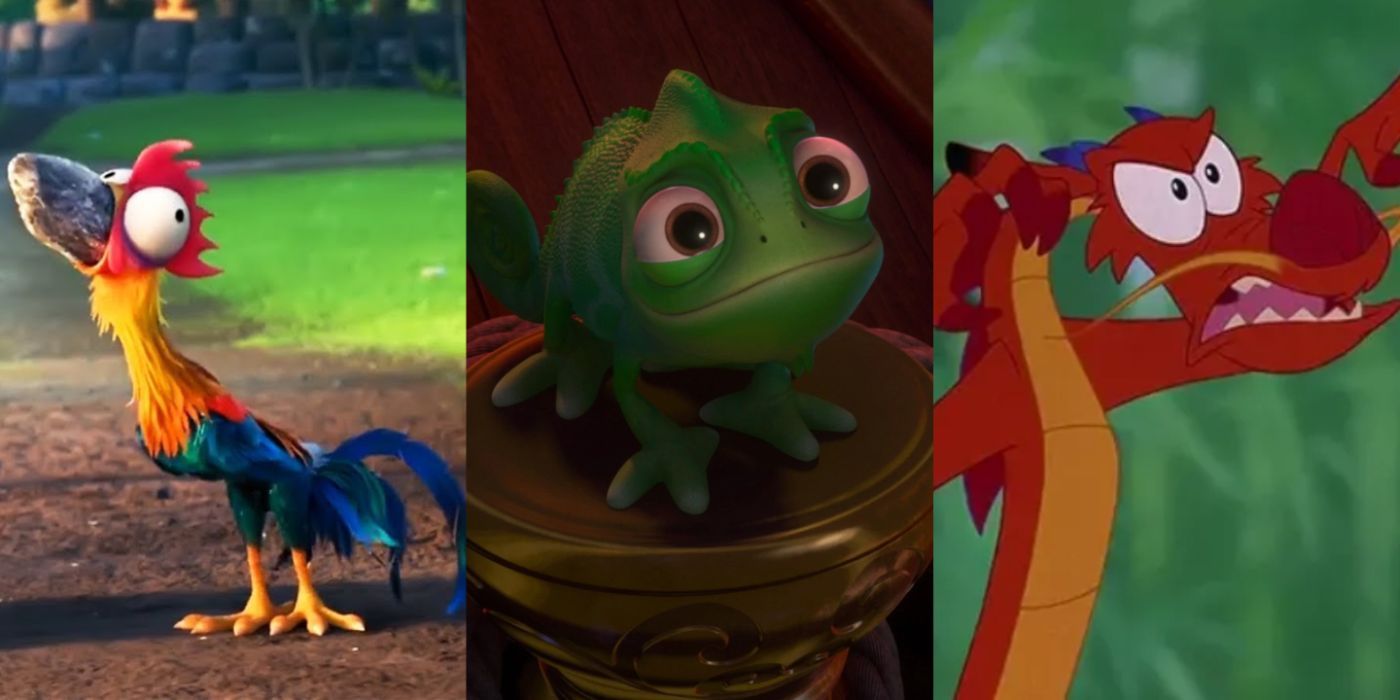 Header Image depicting HeiHei from Moana, Pascal from Tangled, and Mushu from Mulan