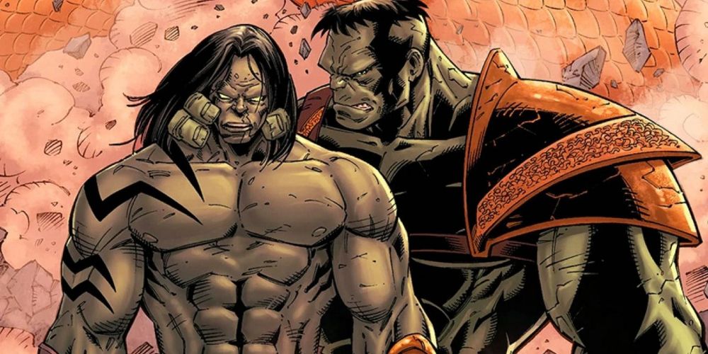 Skaar and Hulk from Marvel Comics