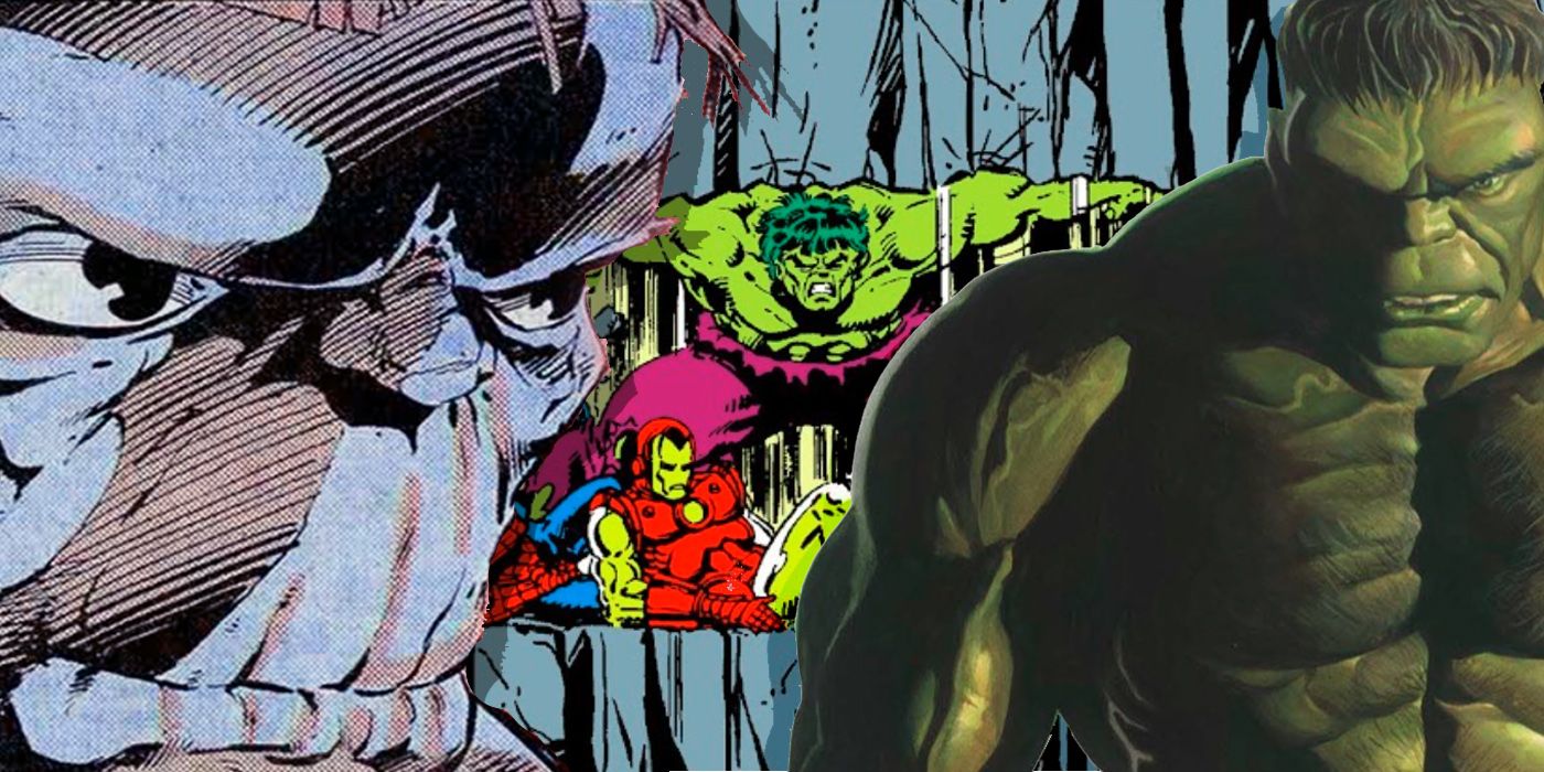 Collage of Joe Fixit, Savage Hulk, and Doc Green