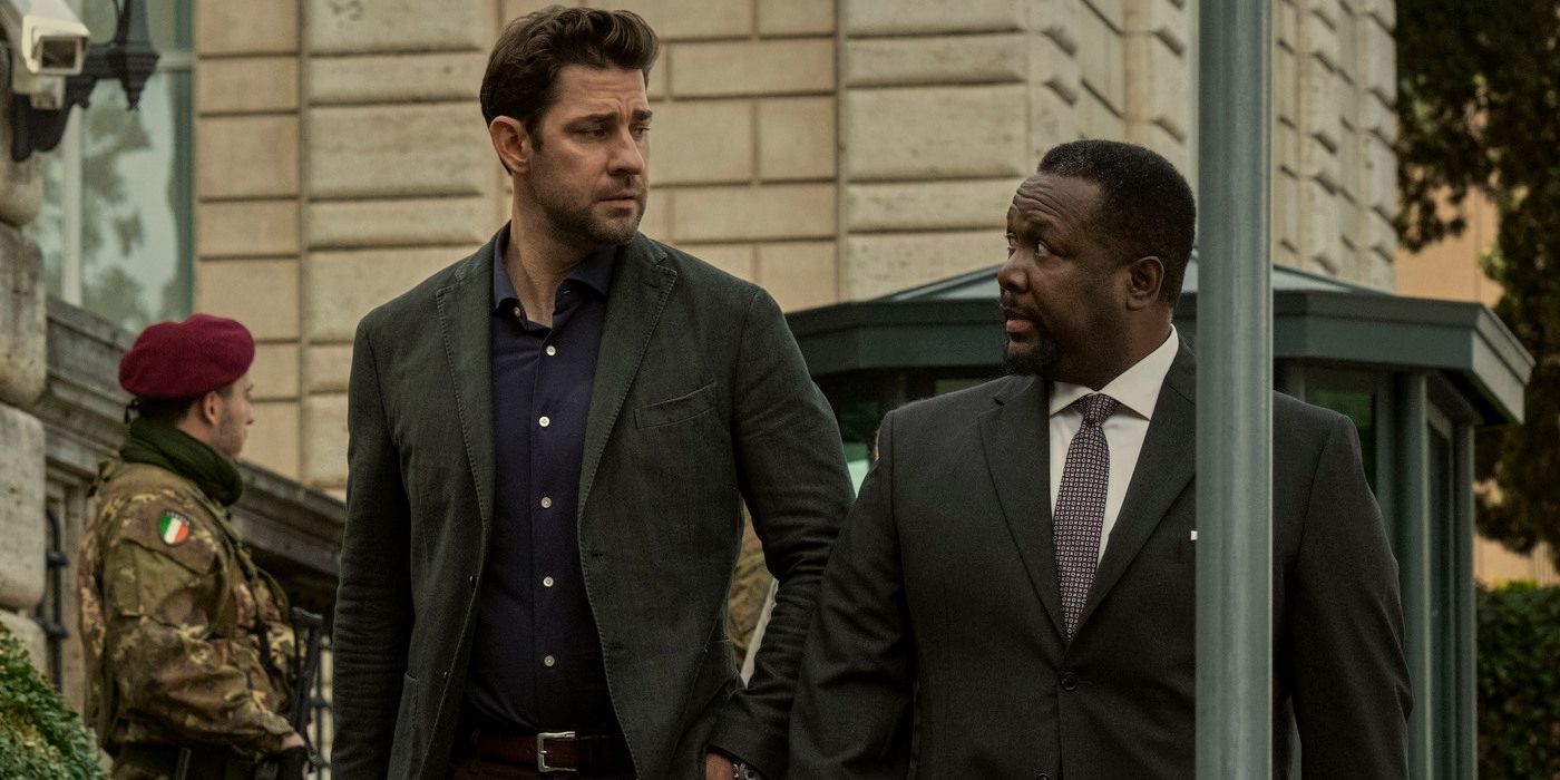 Jack and Greer engage in conversation in the street during Tom Clancy's Jack Ryan