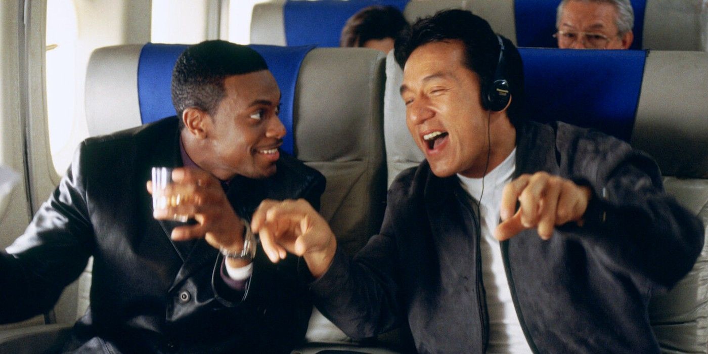 Jackie Chan and Chris Tucker on a plane in Rush Hour
