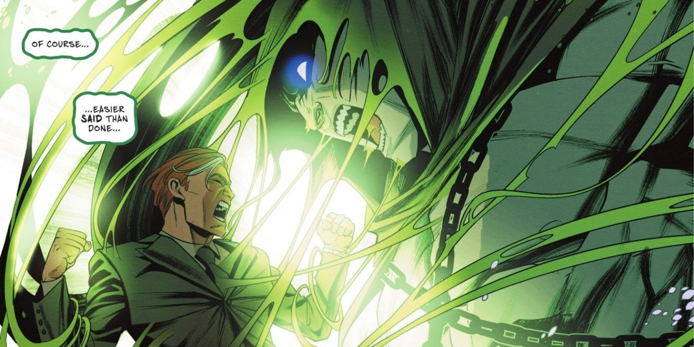 Jim Corrigan fuses with the Spectre in DC Comics.