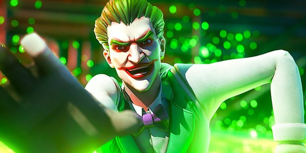 Joker como ele aparece no jogo Fortnite