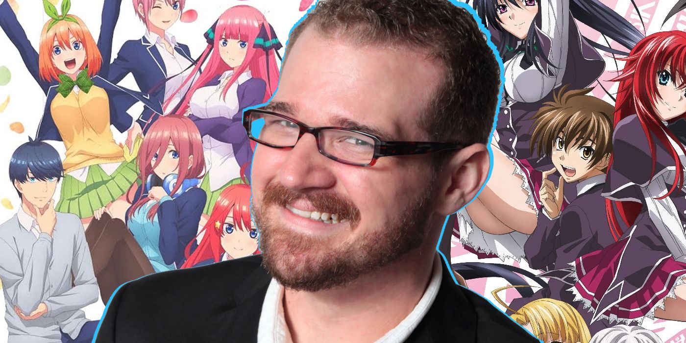 A Josh Grelle image is in front of High School DxD and Quintessential Quintuplets posters