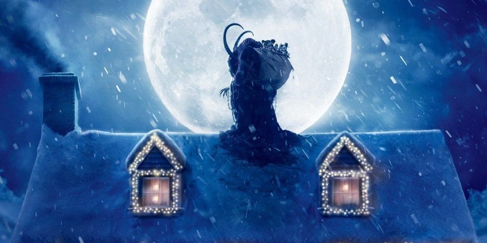 Krampus standing on the roof of a house