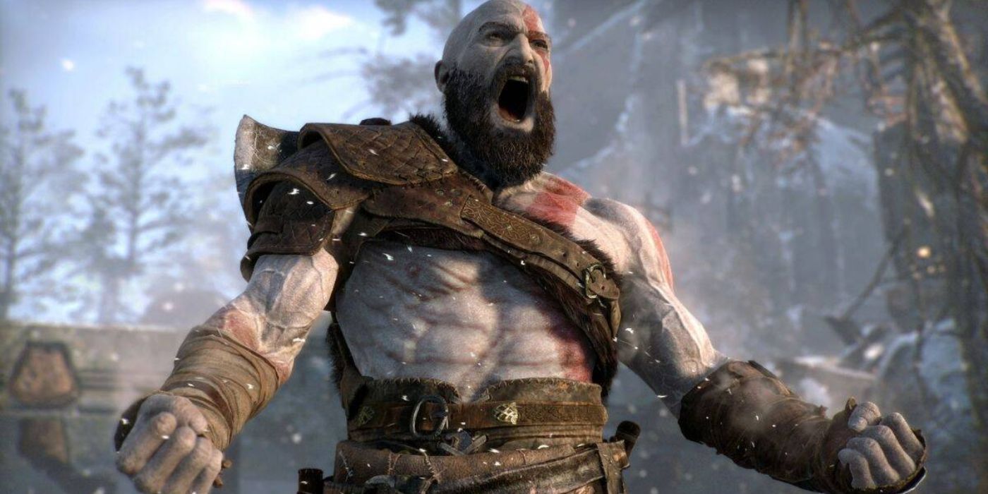 Kratos urla al suo nemico in God of War
