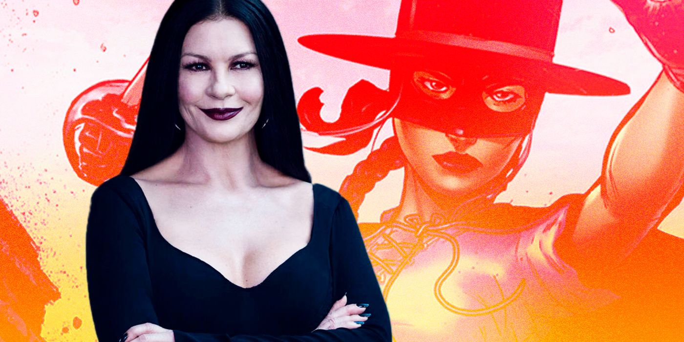 Catherine Zeta-Jones stands ahead of Lady Zorro