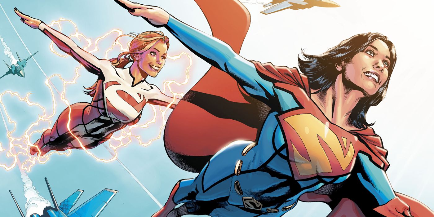 Lana Lang and Lois Lane flying with jets as Superwoman