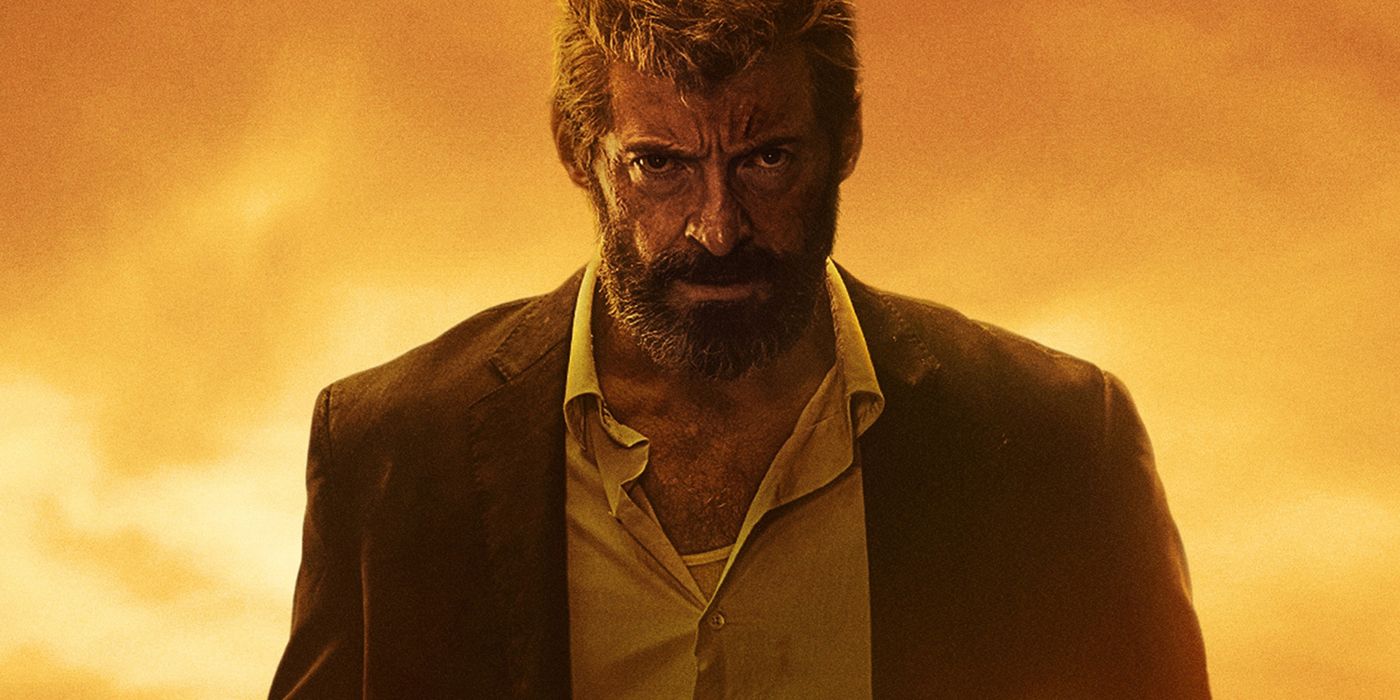 Hugh Jackman as Wolverine staring menacingly in Logan.