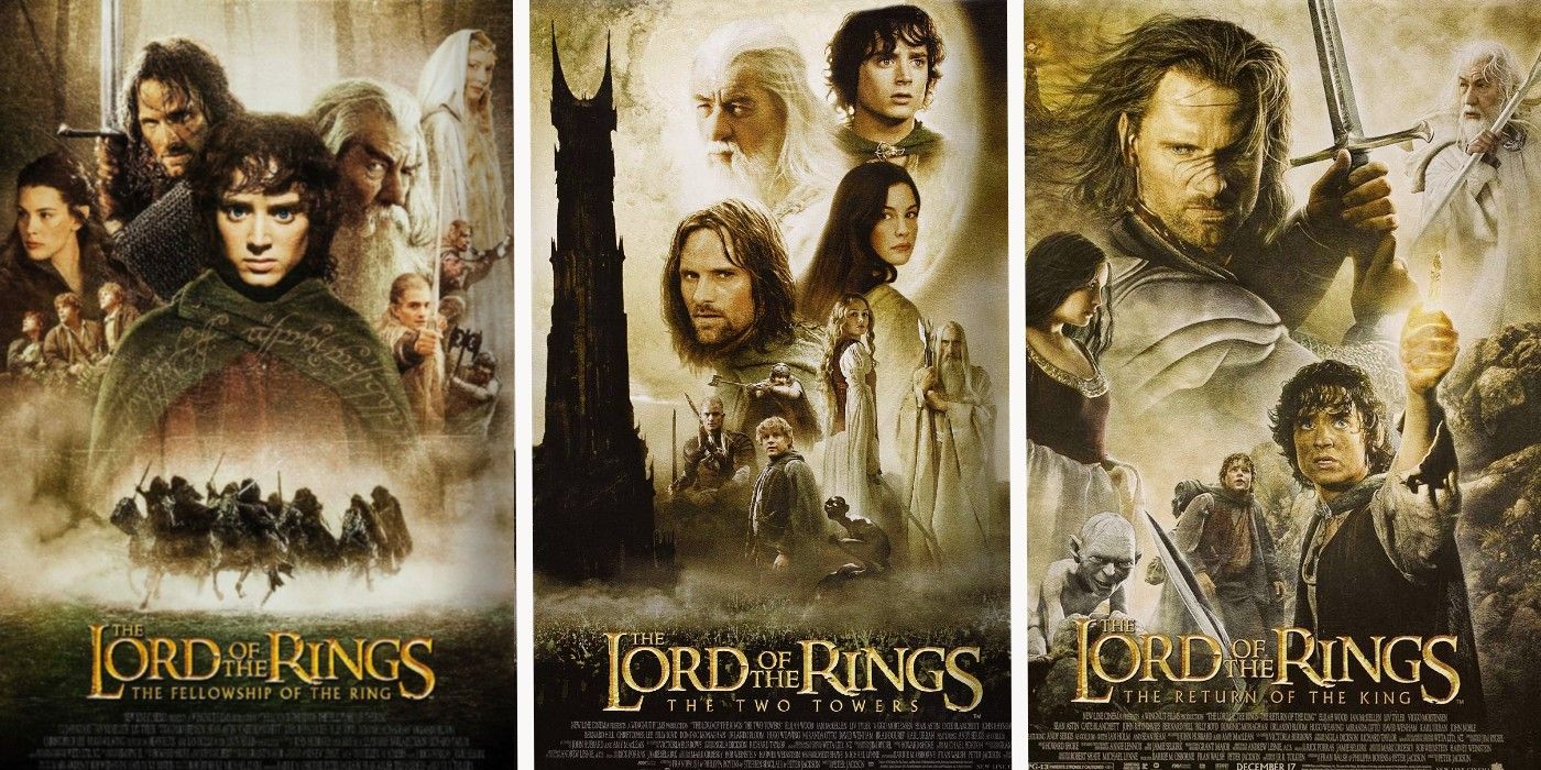 Movie posters of the Lord of the Rings trilogy