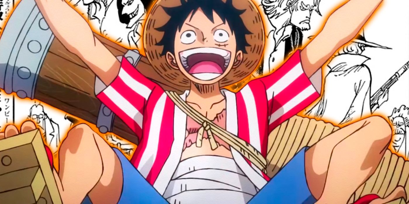 Monkey D Luffy with a huge grin in One Piece