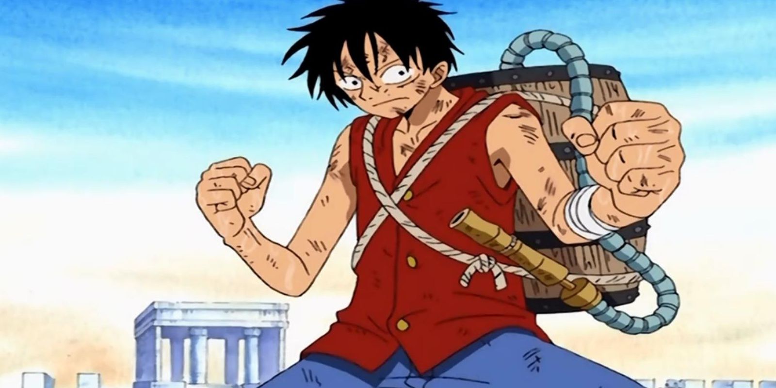 Luffy with a water tank