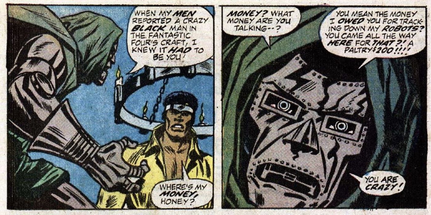 Luke Cage demands money from Doctor Doom in Marvel Comics