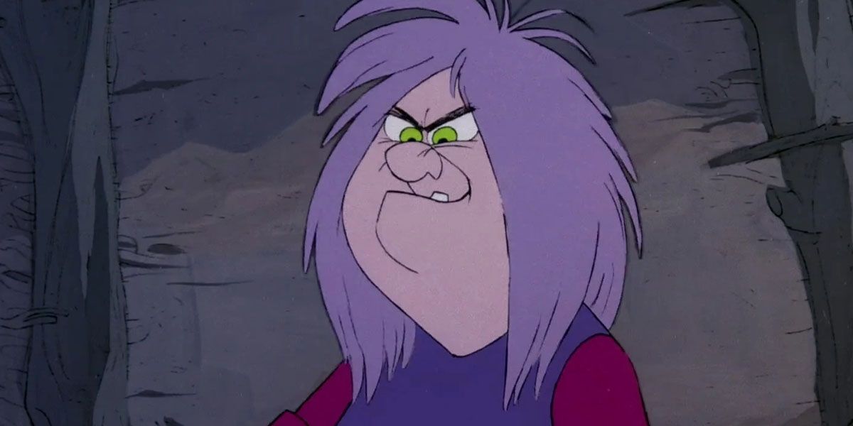 Madam Mim In The Sword In The Stone looking angry