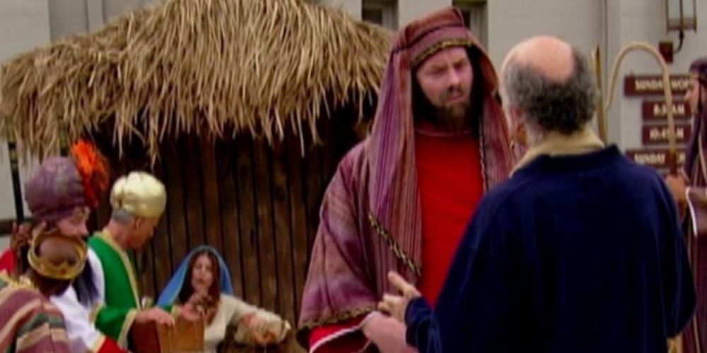 Larry argues with the Jesus actor in Mary, Joseph, And Larry” - Curb Your Enthusiasm