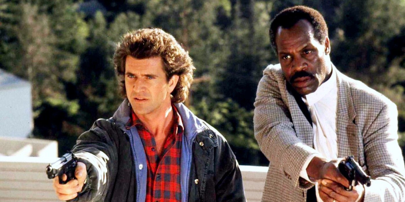 Mel Gibson and Danny Glover as LAPD sargeants in Lethal Weapon