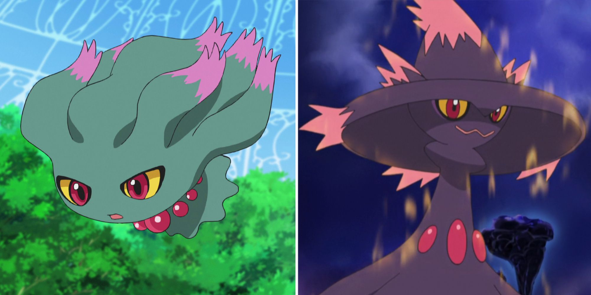 Goh's Misdreavus and Lusamine's Mismagius in the Pokémon anime