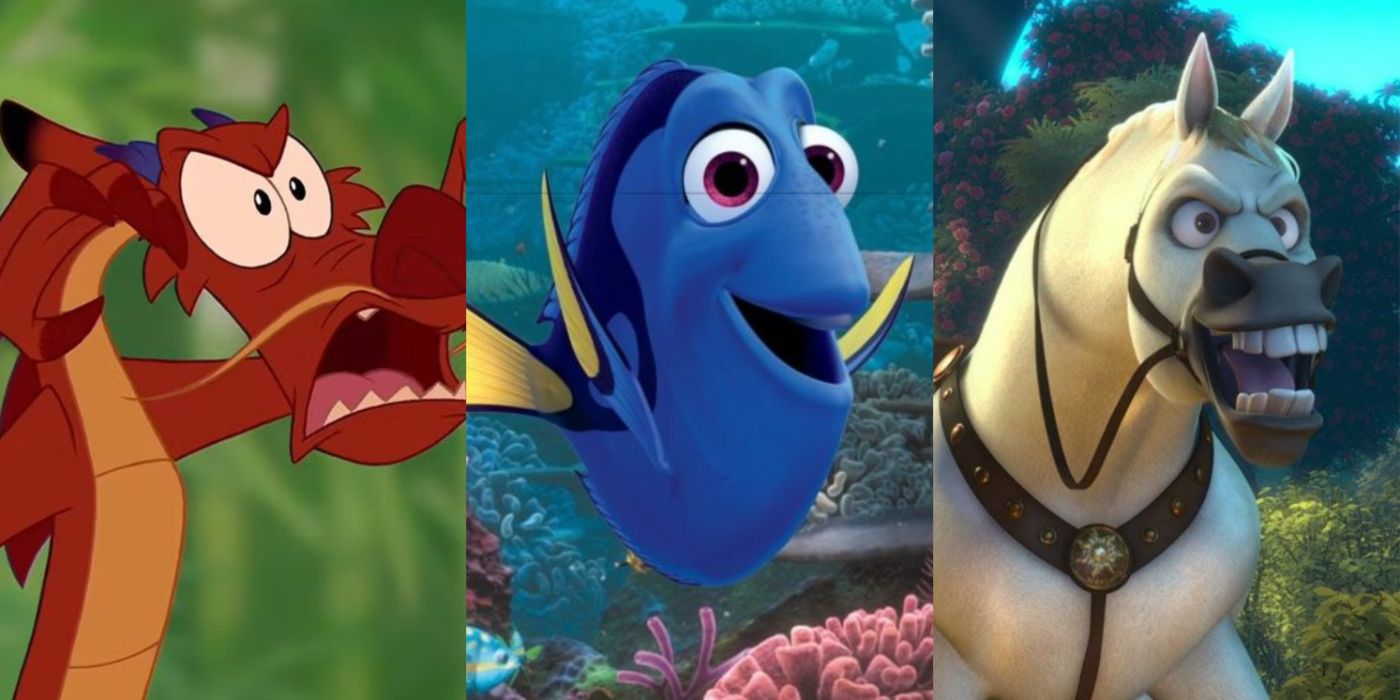 Mushu from Mulan, Dory from Finding Nemo and Maximus from Tangled