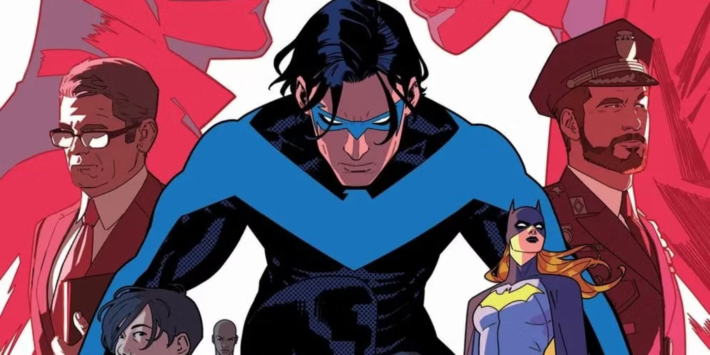 Nightwing in the classic black and blue suit