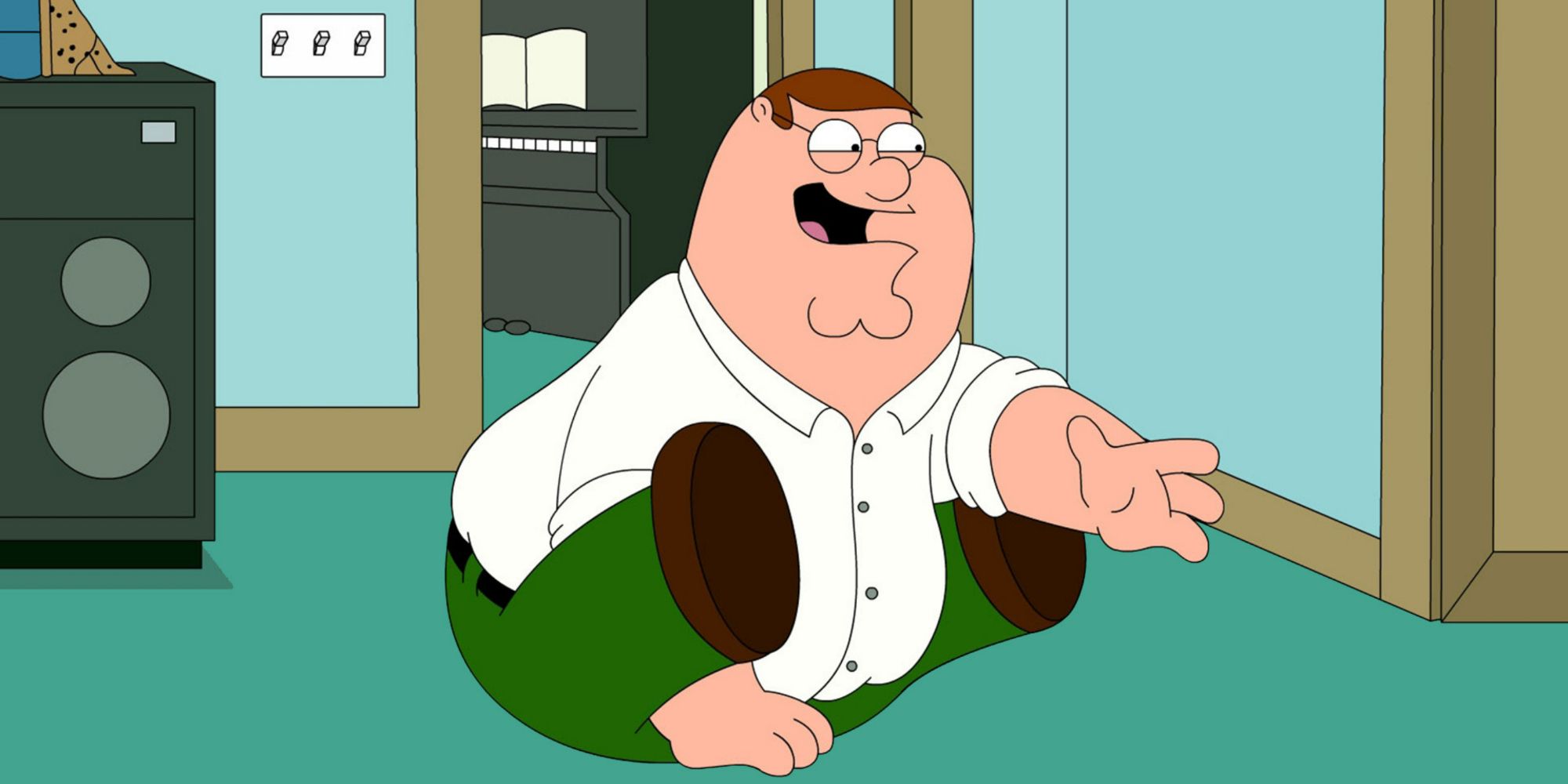 Family Guy's Peter Griffin drags his rear across the carpet