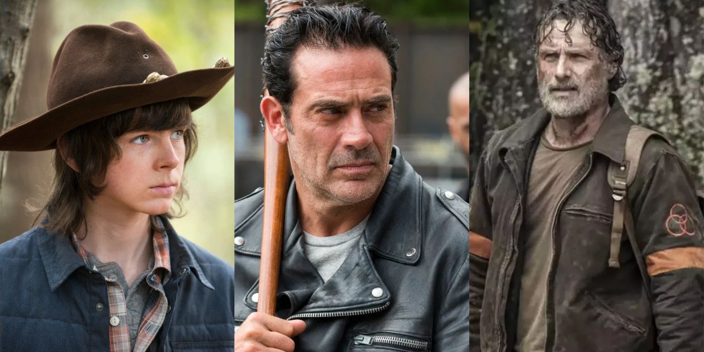 Carl, Negan, and Rick from The Walking Dead. 