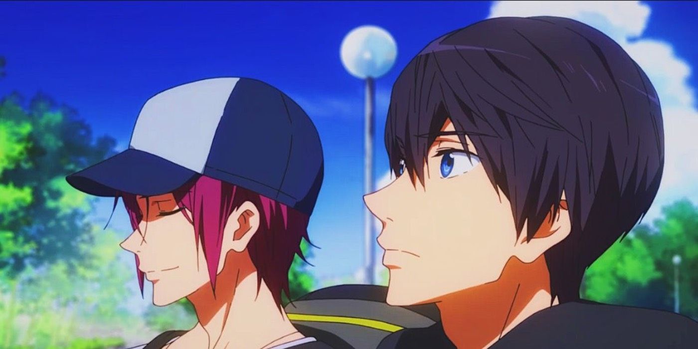 Rin Matsuoka and Haruka Nanase sitting in the sun together in Free!.